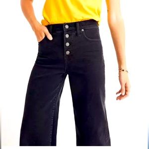 Madewell Button Front Wide Leg Crop Jeans size 27 Black